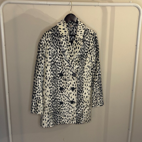Free People Black and White Spotted Trench Coat - Picture 2 of 3
